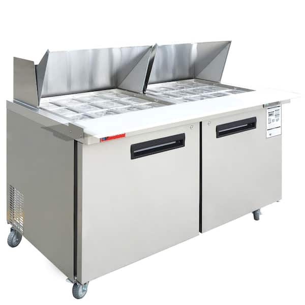 JEREMY CASS 60 ft. W 16.4 cu. ft. Capacity Refrigerator Sandwich and Salad Preparation Table 2 -Door Stainless Steel