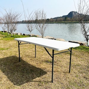 6 ft. Folding Table Portable Plastic Picnic Party Dining Camp Tables with Center Handle, No Assembly