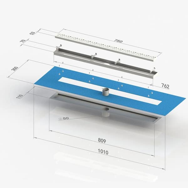 Novalinea - 40 Inch Linear Shower Drain with Tile Insert Grate