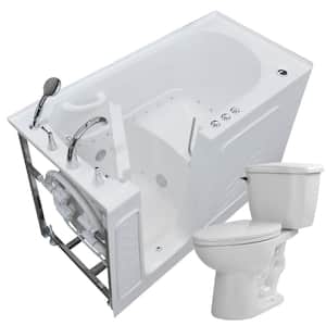 60 in. Walk-In Air Bath Tub in White with 1.28 GPF Single Flush Toilet