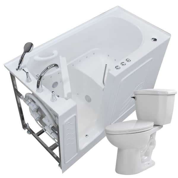 Universal Tubs 60 in. Walk-In Air Bath Tub in White with 1.28 GPF Single Flush Toilet