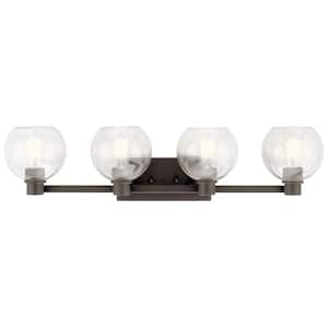 Harmony 33.5 in. 4-Light Olde Bronze Transitional Bathroom Vanity Light with Clear Glass