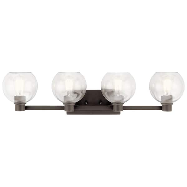 KICHLER Harmony 33.5 in. 4-Light Olde Bronze Transitional Bathroom Vanity Light with Clear Glass