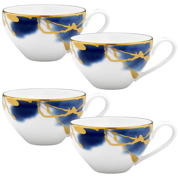 Noritake Jubilant Days Gold 7 fl. oz. (Gold) Porcelain Tea Cups, (Set of 4)