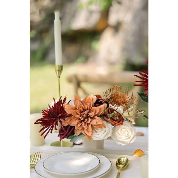 11 in. H Rustic Orange Terracotta Artificial Flowers for DIY