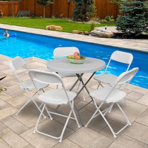 10 Pack White Plastic Folding Chair, Indoor Outdoor Portable Stackable Commercial Seat.