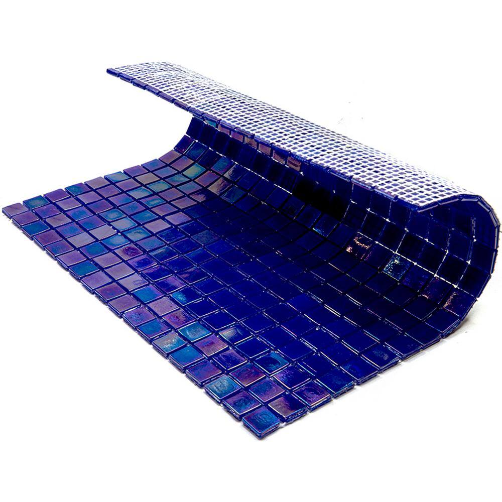 Skosh 11.6" x 11.6" Glossy Cobalt Blue Glass Mosaic Tile