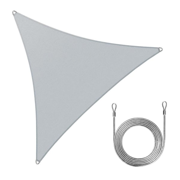 16 ft. x 16 ft. x 16 ft. Triangle Pro Ring Sun Shade Sail with Rope-Grey