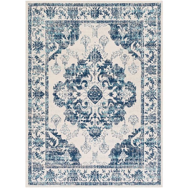 Livabliss Alize Blue 6 ft. 7 in. x 9 ft. Medallion Area Rug