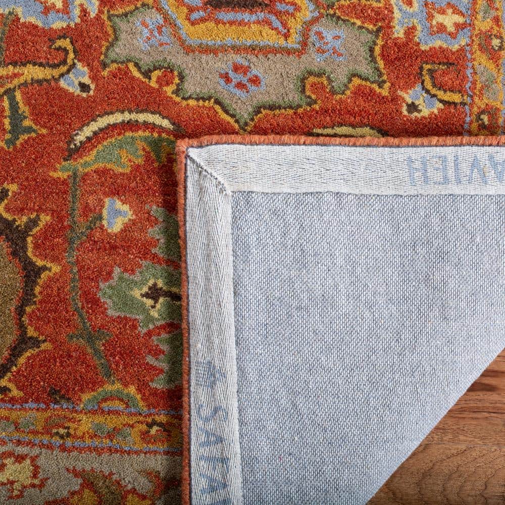 Hand-Tufted Round Rust and Beige Wool Area Rug