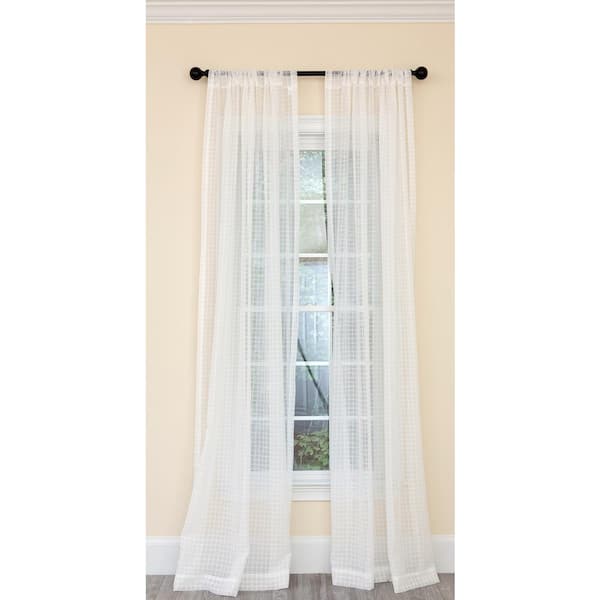 Manor Luxe White Buffalo Check Rod Pocket Sheer Curtain - 52 in. W x 96 in. L