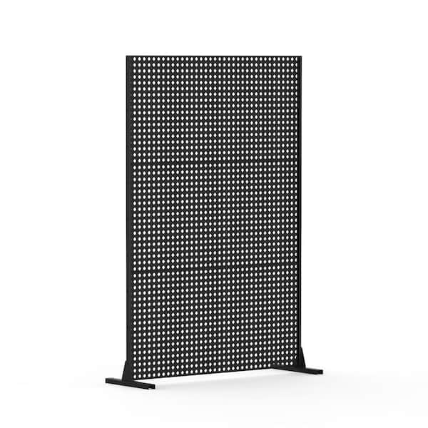 domi outdoor living 48 in. Metal Garden Fence Outdoor Privacy Screen Garden Screen Panels in Black(Block)