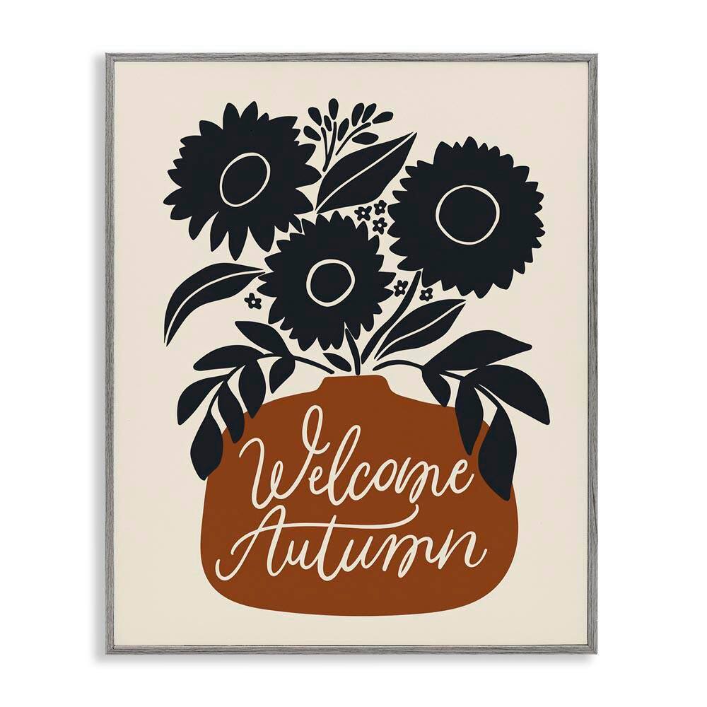 Welcome Autumn Earthy Blooms by Doodles. Ink. Gray Framed Nature Giclee Art Print 30 in. x 24 in. price history on PriceWatchPro