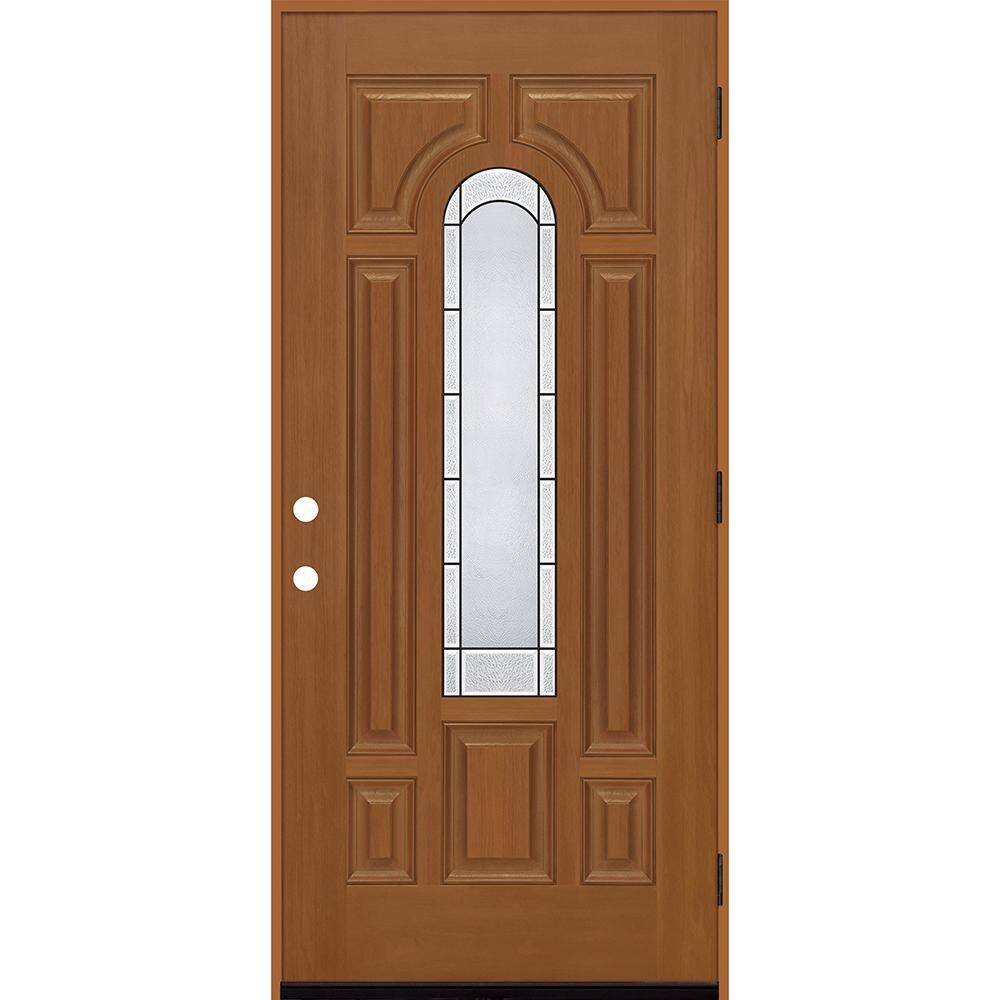 Regency 36 in. x 80 in. Center Lite Empire Deco Glass LHOS Autumn Wheat Fiberglass Prehung Front Door with 6-9/16 Jamb price history on PriceWatchPro