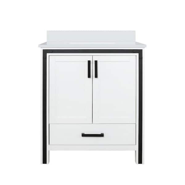 Ziva 30 in W x 22 in D White Bath Vanity and White Quartz Top