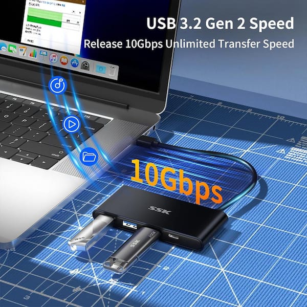 USB 3.2 Front Panel Hub Multi-USB Slot USB3.2 Gen2 Type-C Super-Speed Port