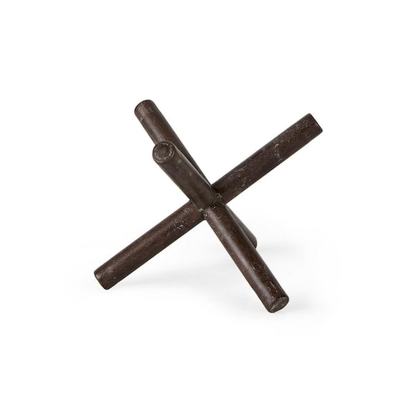 HomeRoots 5 in. Brown Small Rustic Metal X Decorative Sculpture