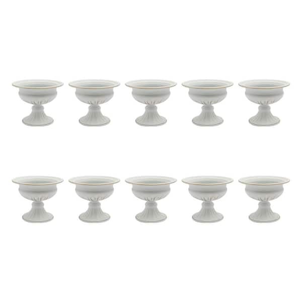 YIYIBYUS 4.7 in. H x 6.1 in. W White Metal Iron Flowers Vase Wedding Party Event Table Centerpieces Decor (10-Pack)