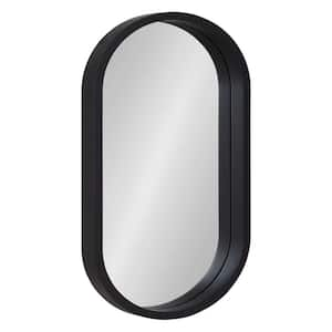 Travis 30 in. x 20 in. Classic Oval Framed Black Wall Accent Mirror