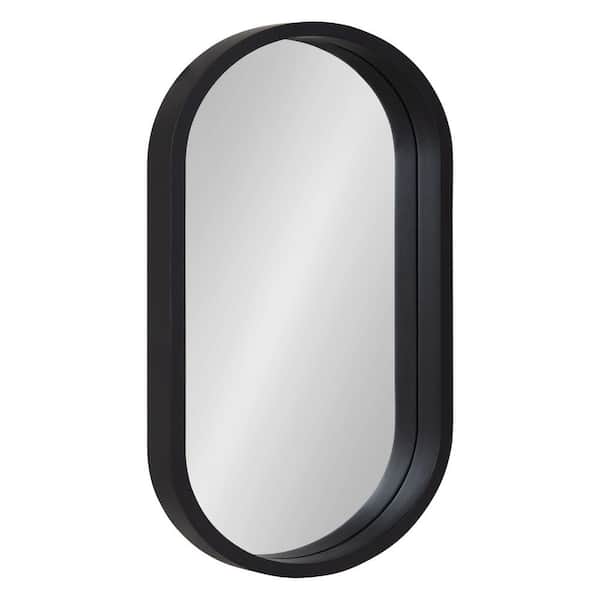 Kate and Laurel Travis 30 in. x 20 in. Classic Oval Framed Black Wall Accent Mirror
