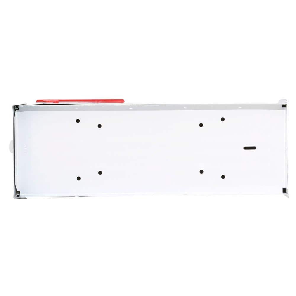 Medium White Powder Coated Steel Post Mount Mailbox