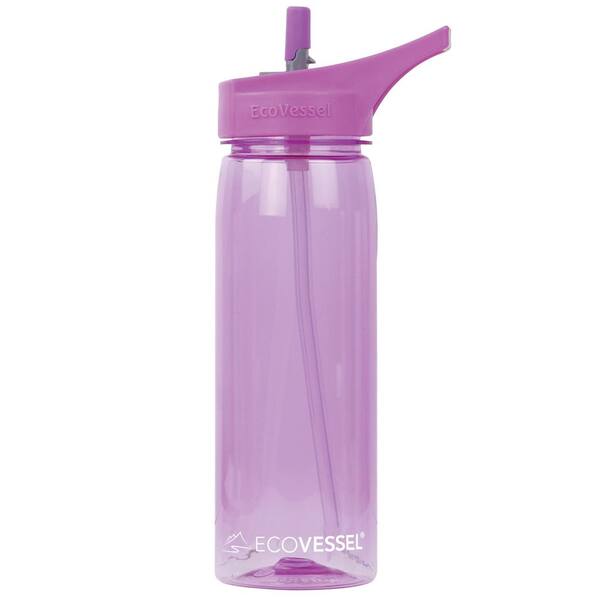 Eco Vessel 25 oz. Wave Tritan Plastic Bottle with Straw Top - Peony Pink