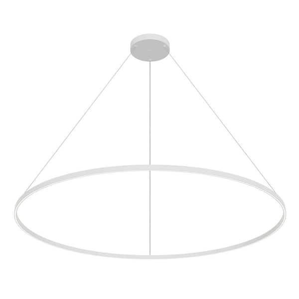 KUZCO Cerchio 72 in. 185-Watt 1-Light White Integrated LED Pendant-Light