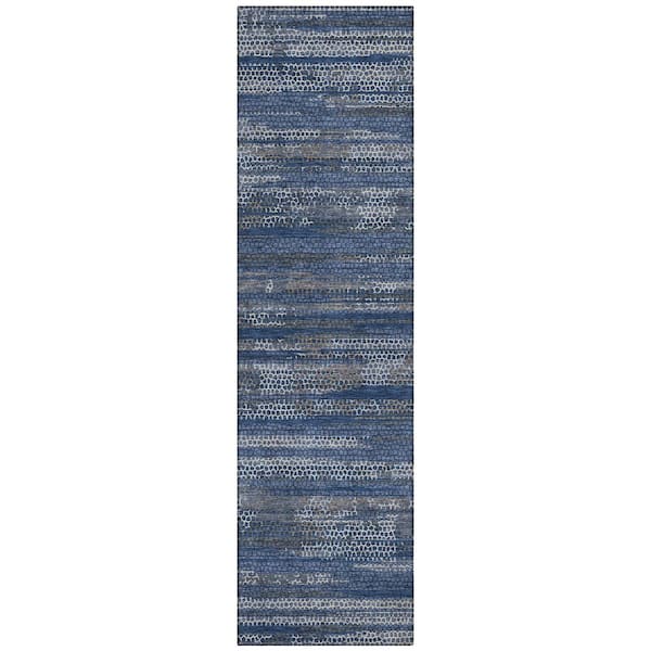 Chantille Machine Washable Indoor/Outdoor Abstract ACN3115 Navy 2 ft. x 7 ft. Runner Rug