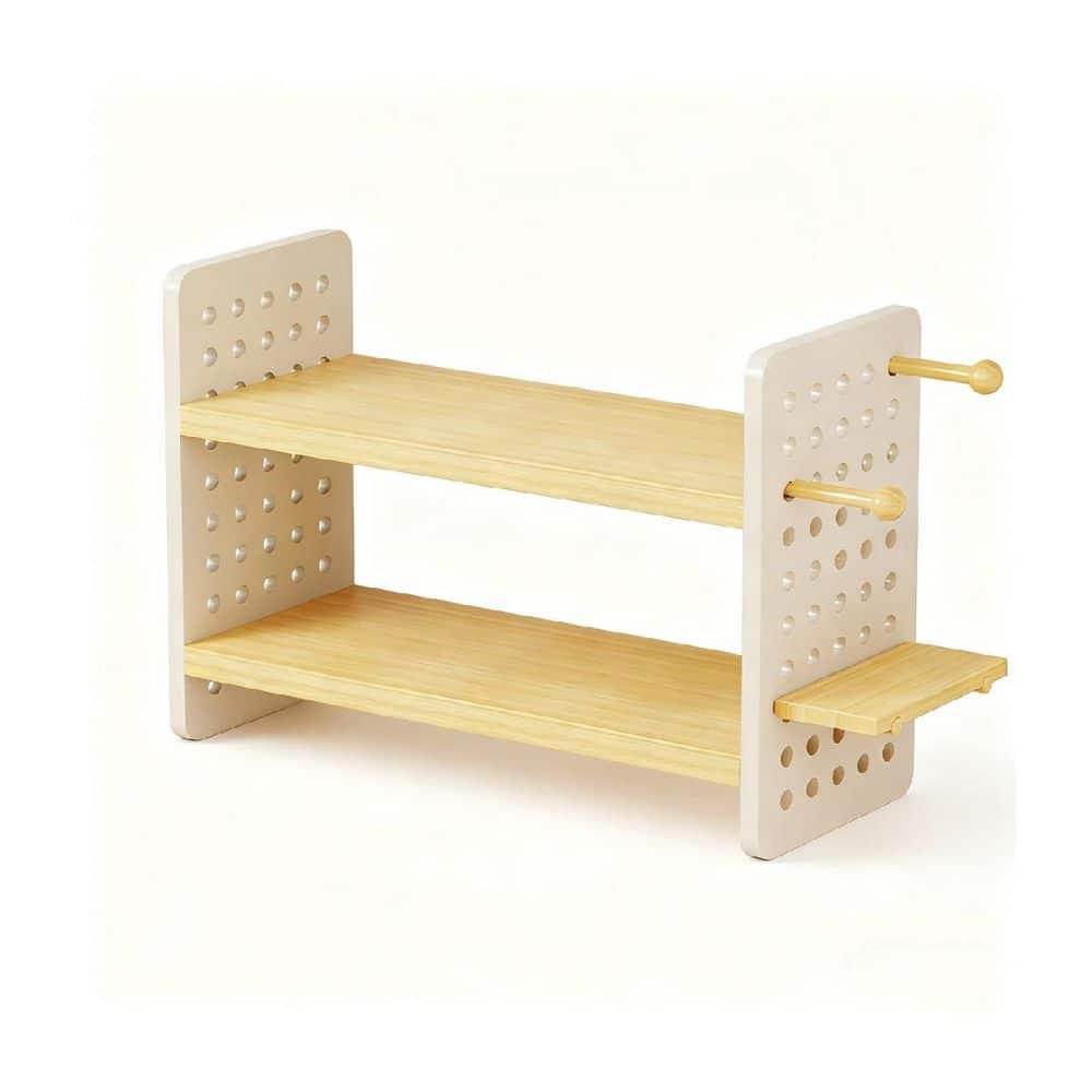 2 Tier Whites 16 in. x 16 in. ‎Wood Desk Shelf Organizer