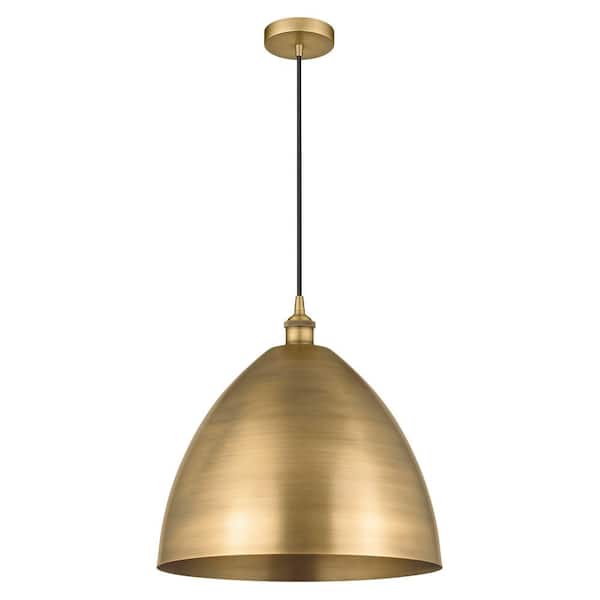 Edison Dome 100-Watt 1-Light Brushed Brass Standard Mini Pendant Light with Metal Shade