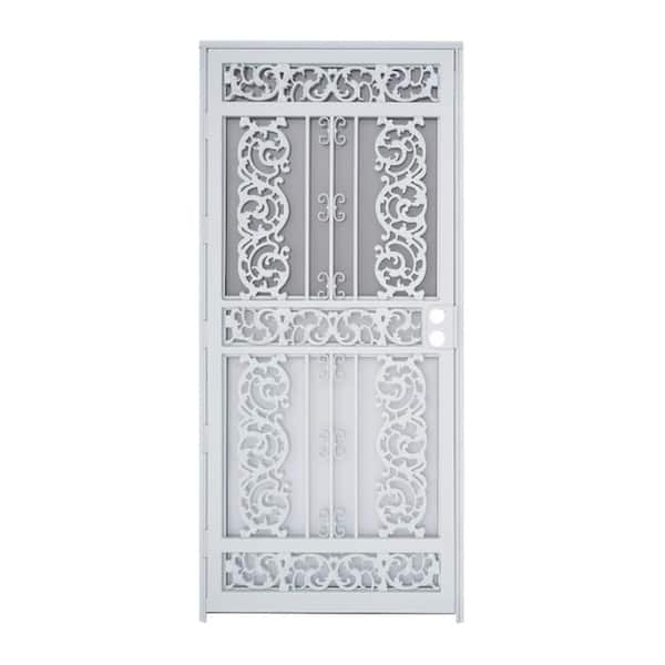 Grisham Elegance 36 in. x 80 in. Universal Reversible White Steel Security Storm Door