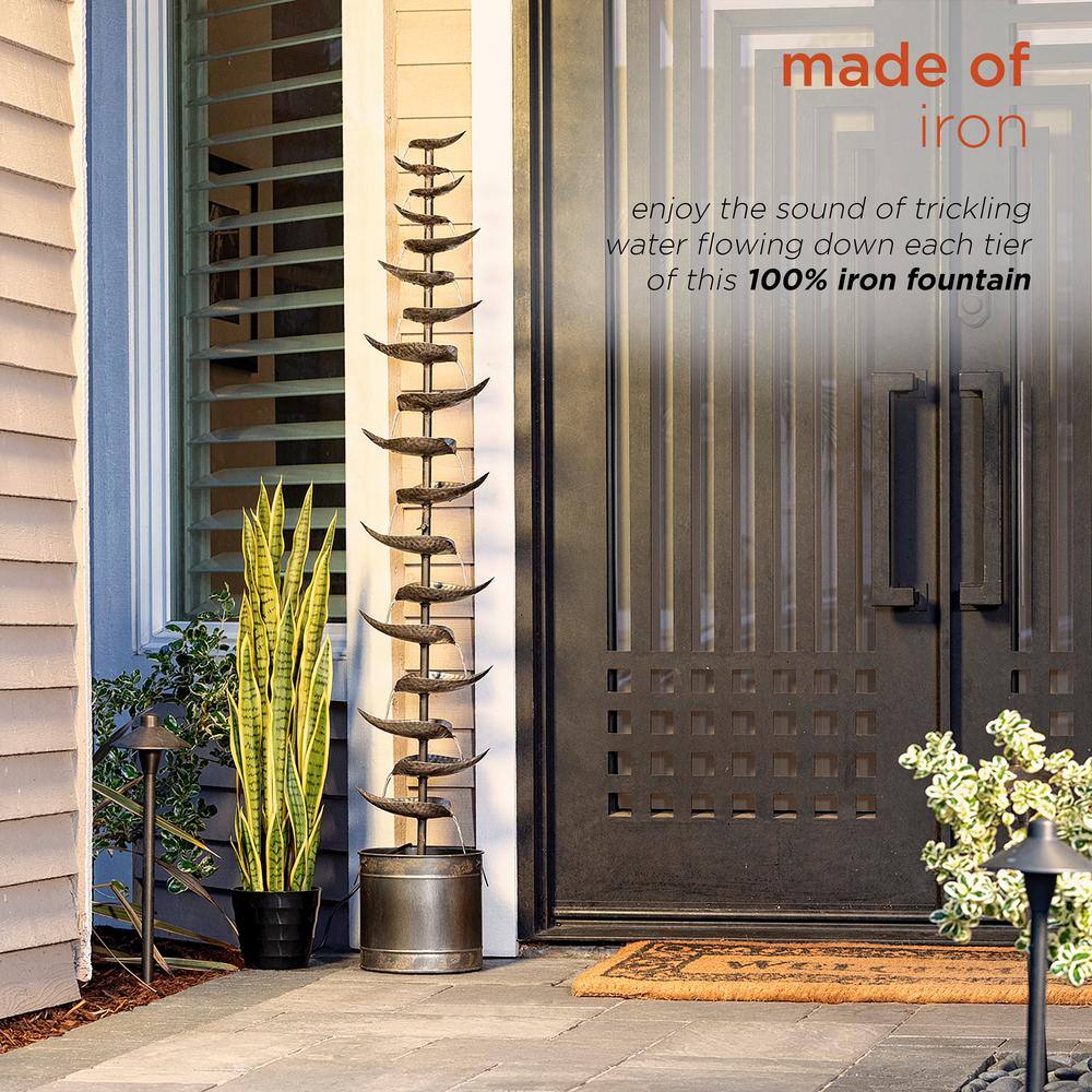 Alpine Bronze 70" Tiered Iron Leaf Fountain