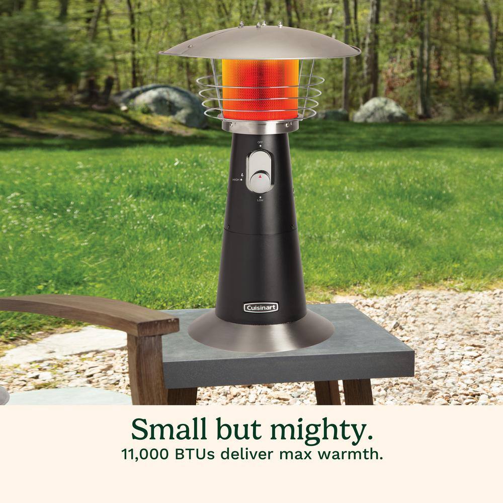 Black Stainless Steel Portable Tabletop Patio Heater, 11,000 BTU