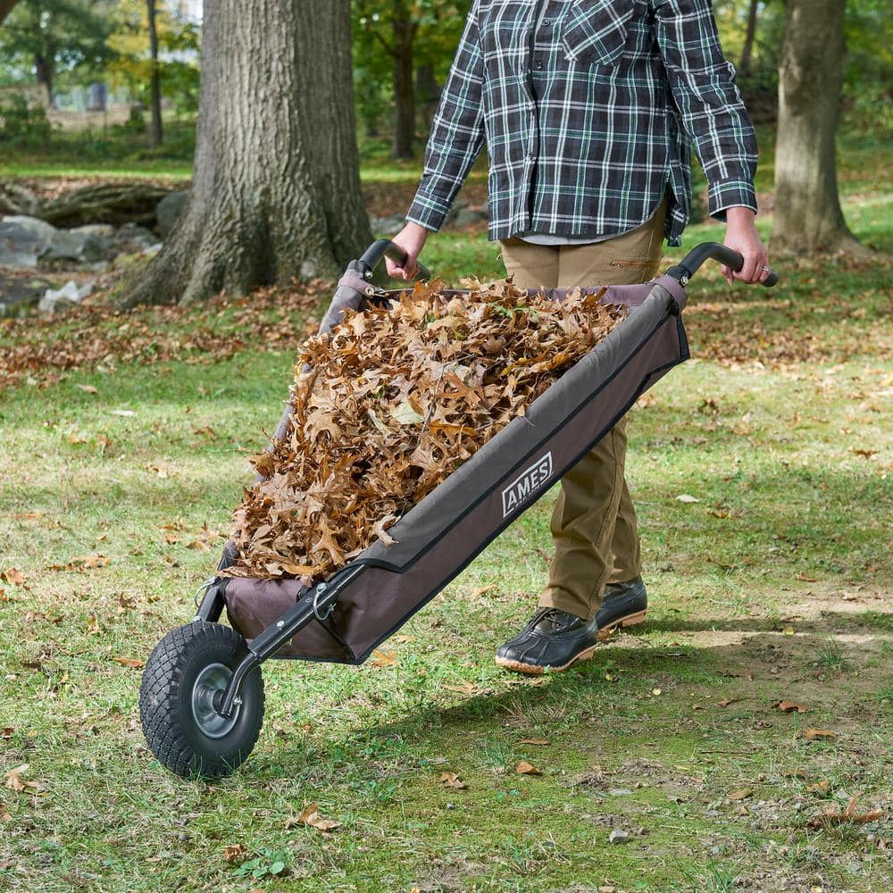 5 cu. ft. Brown Canvas Foldable Garden Wheelbarrow