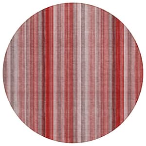 Chantille ACN543 Red 8 ft. x 8 ft. Round Machine Washable Indoor/Outdoor Geometric Area Rug