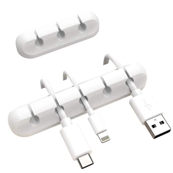 White Cable Clips Cord Organizer Management USB Cable Holder Wire Organizer 2 Packs for Desk Car Home Office