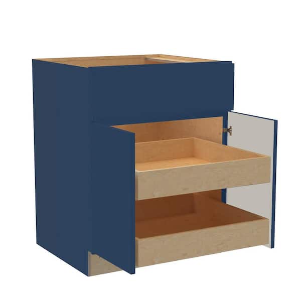 Hargrove 30 in. W x 24 in. D x 34.5 in. H Assembled Plywood Base Kitchen Cabinet in Vessel Blue with 2ROT Soft Close