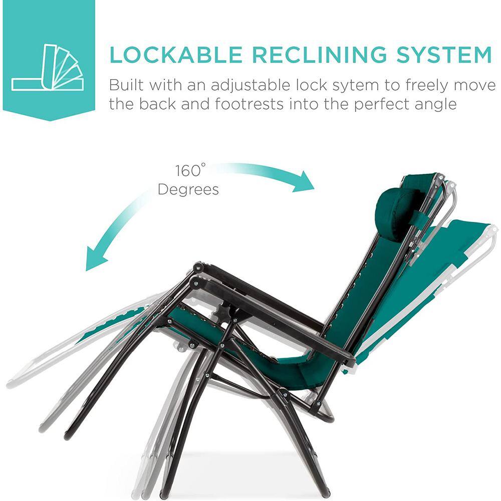 Forest Green Folding Zero Gravity Recliner with Canopy and Tray