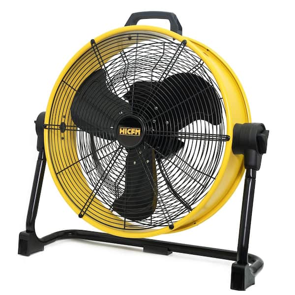 20 in. Direct Drive Drum Fan in Yellow, 6100 CFM High-velocity with 180° Pivoting Head，360 manual Rotation