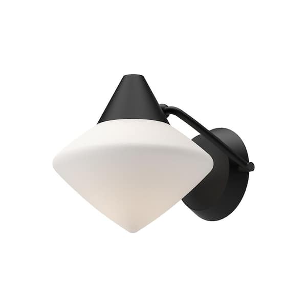 ALORA MOOD Nora 8-in 1 Light 60-Watt Matte Black/Opal Matte Glass Vanity Light