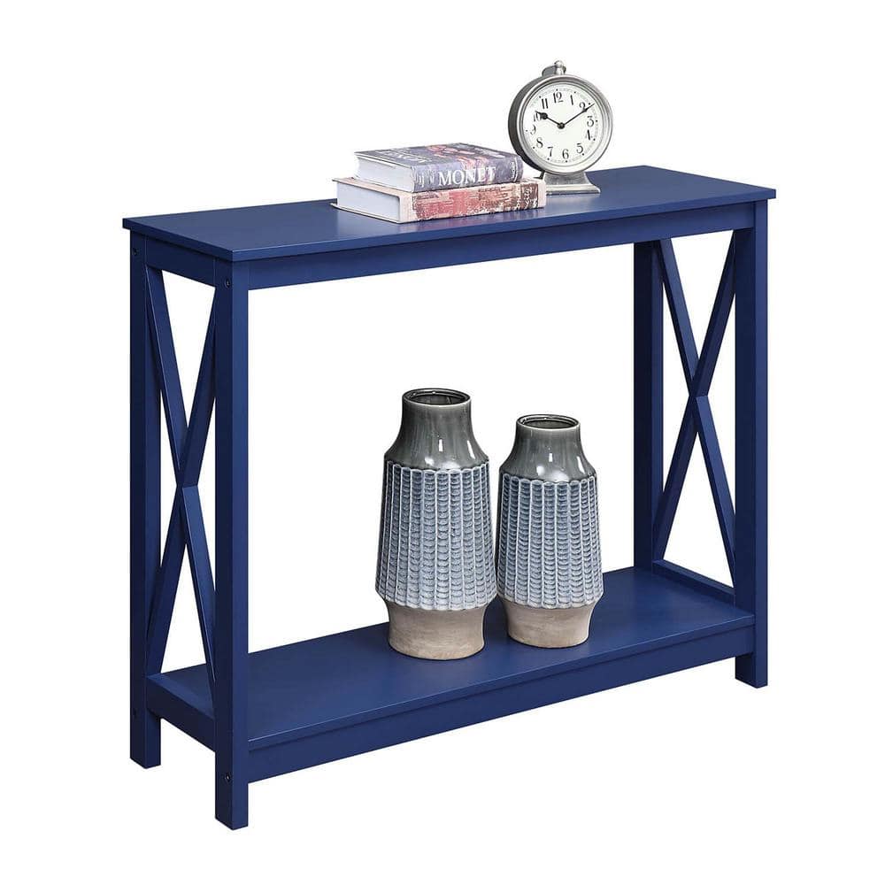 Oxford Cobalt Blue Console Table with Storage Crossbar Design