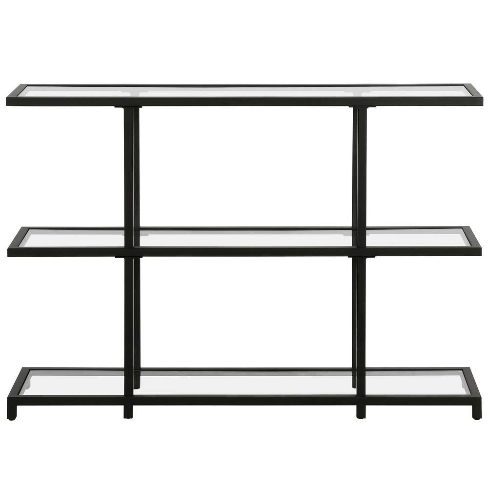 Greenwich 42'' Blackened Bronze Console Table with Tempered Glass Shelves