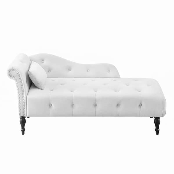 ATHMILE White Velvet Chaise Lounge Chairs Set of 1 DDW111740823