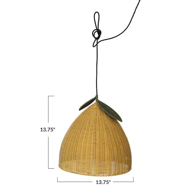Storied Home 60-Watt 1 Light Yellow and Green Lemon Shaped Pendant