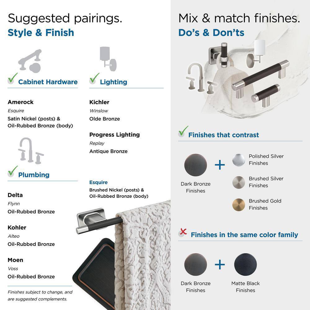 Esquire 18'' Brushed Nickel and Oil-Rubbed Bronze Wall Mounted Towel Bar