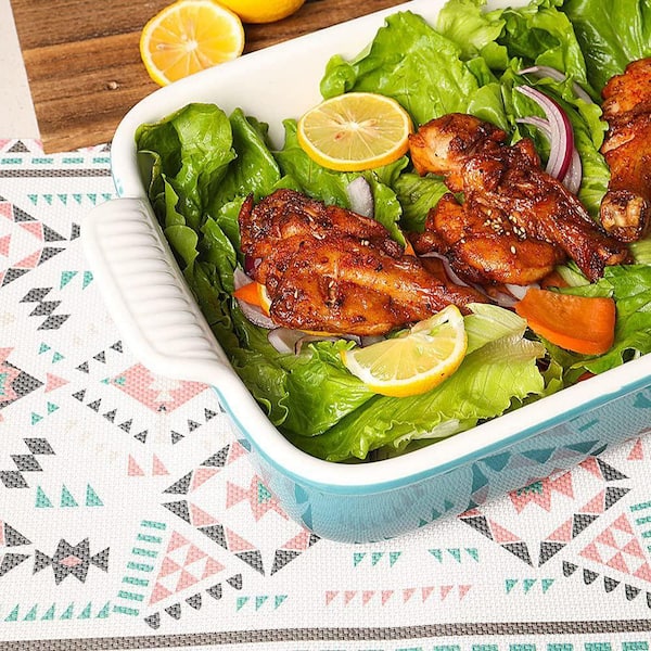 UUDULY 13x9 Inch Rectangular Ceramic Baking Dish with Handles Deep
