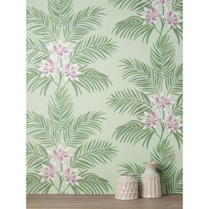 Bali Sage Green Palm Wallpaper Sample