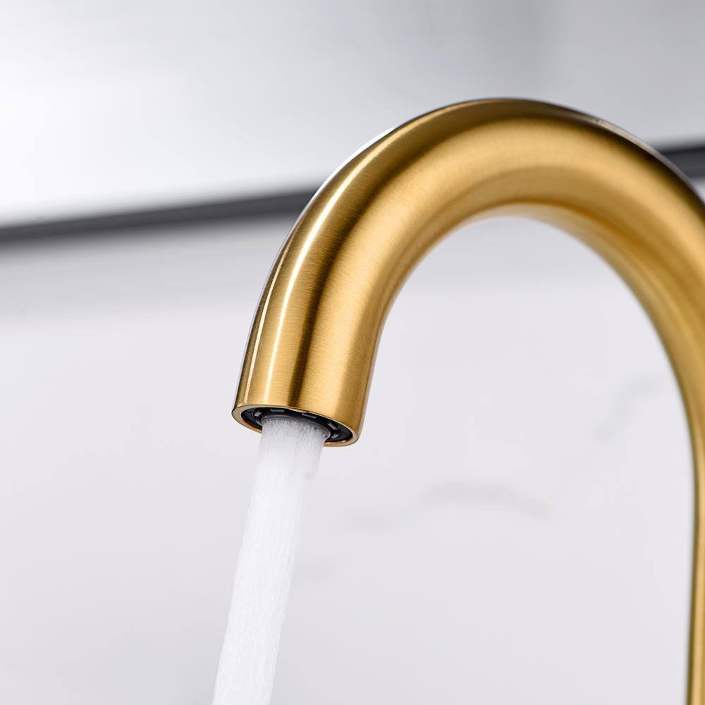 Brushed Gold 2-Handle Centerset Bathroom Faucet with Drain Assembly