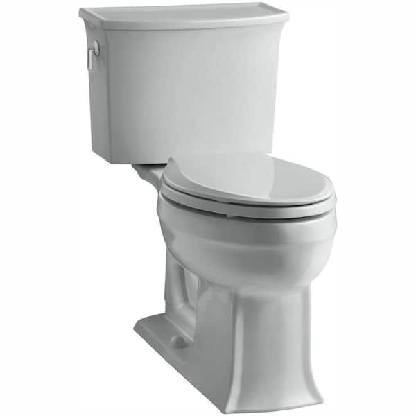 KOHLER Archer Comfort Height 2-Piece 1.28 GPF Single Flush Elongated Toilet with AquaPiston Flushing Technology in Ice Grey