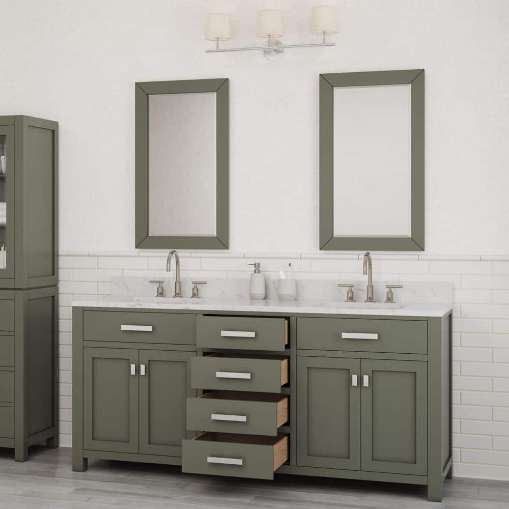 Madison 72" Glacial Green Double Sink Vanity with Marble Top